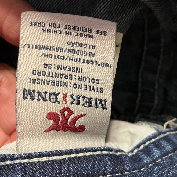 MEK DNM USA Size 38w 34L embroidered jeans Nice Shape - Picture 9 of 11